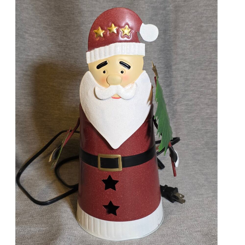 Scentsy Christmas Claus Retired Full Wax Warmer Holiday Santa Tree Metal 13"